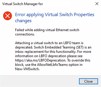 Hyper-V create vSwitch after NIC Teaming issue